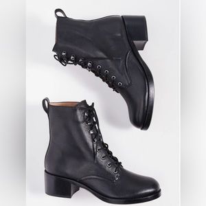 Madewell Patti Lace-Up Boot in Leather~size 8~Black Excellent used condition